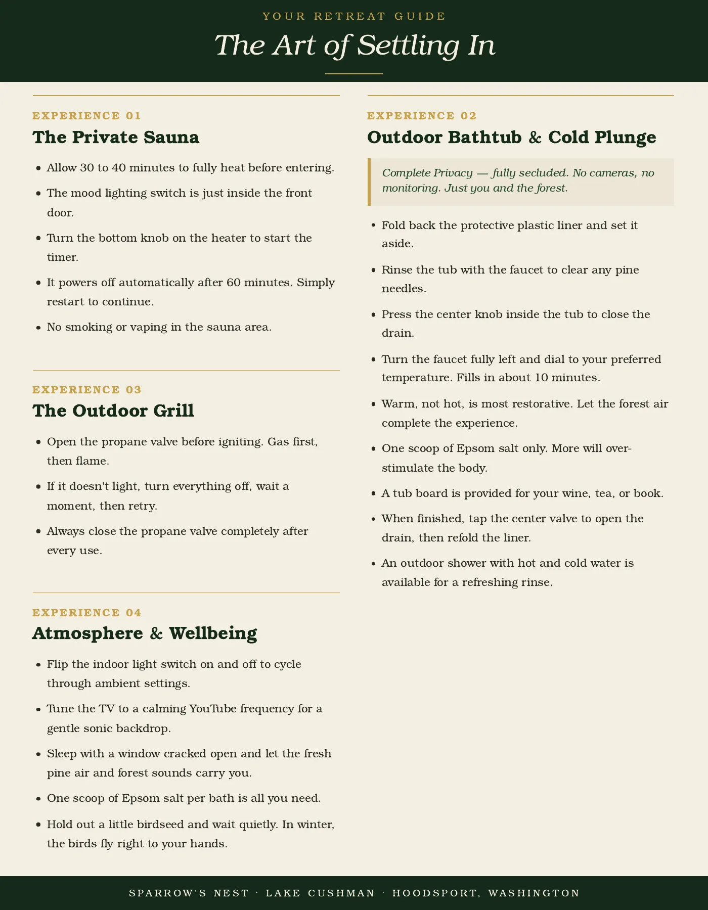 Guest guide page 4: The Art of Settling In