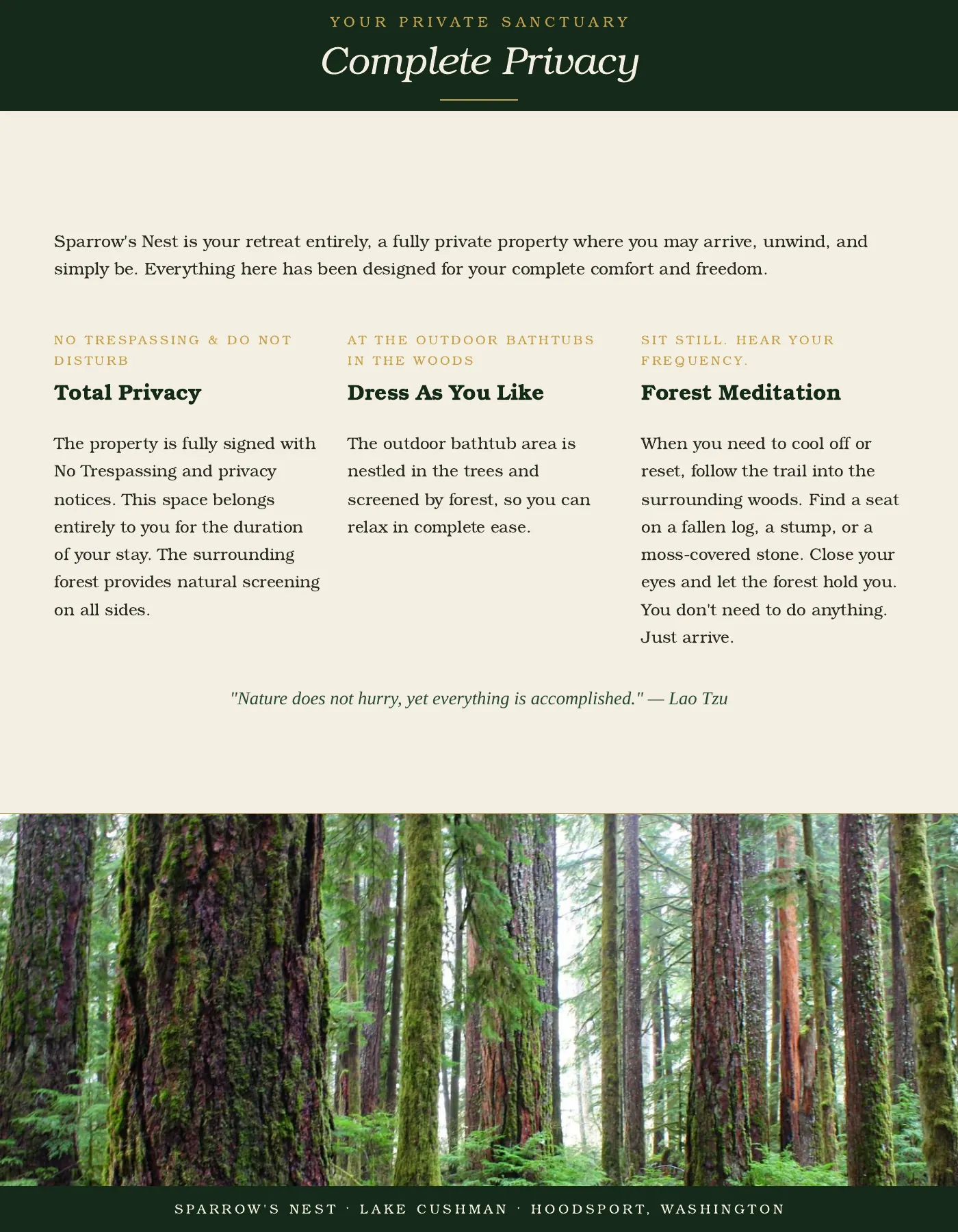 Guest guide page 7: Complete Privacy