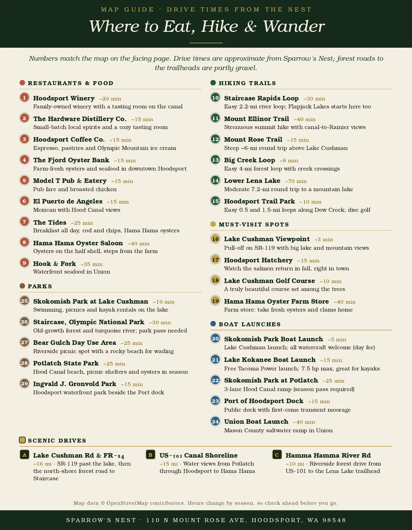 Guest guide page 12: Map Guide: Where to Eat, Hike & Wander