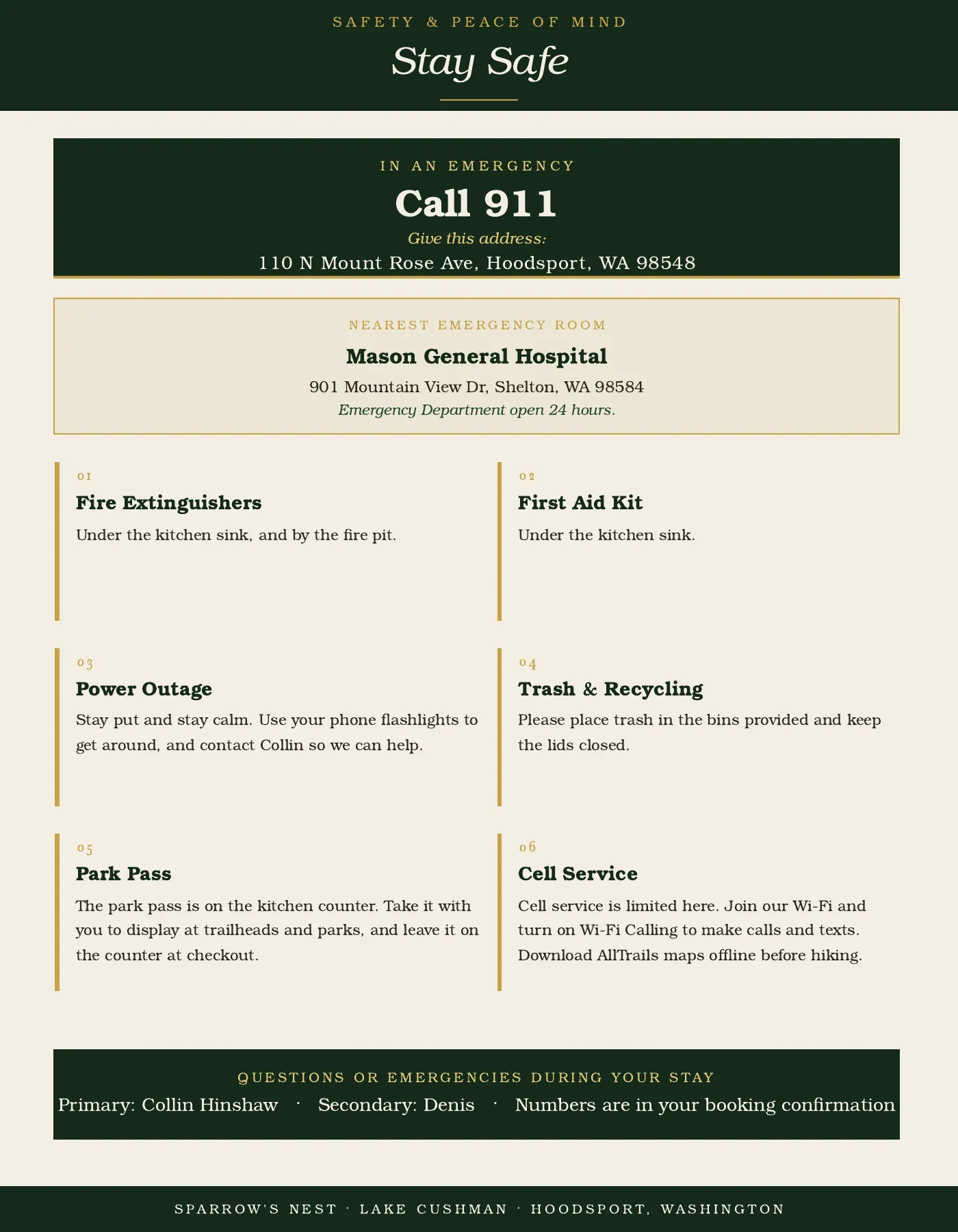 Guest guide page 14: Stay Safe