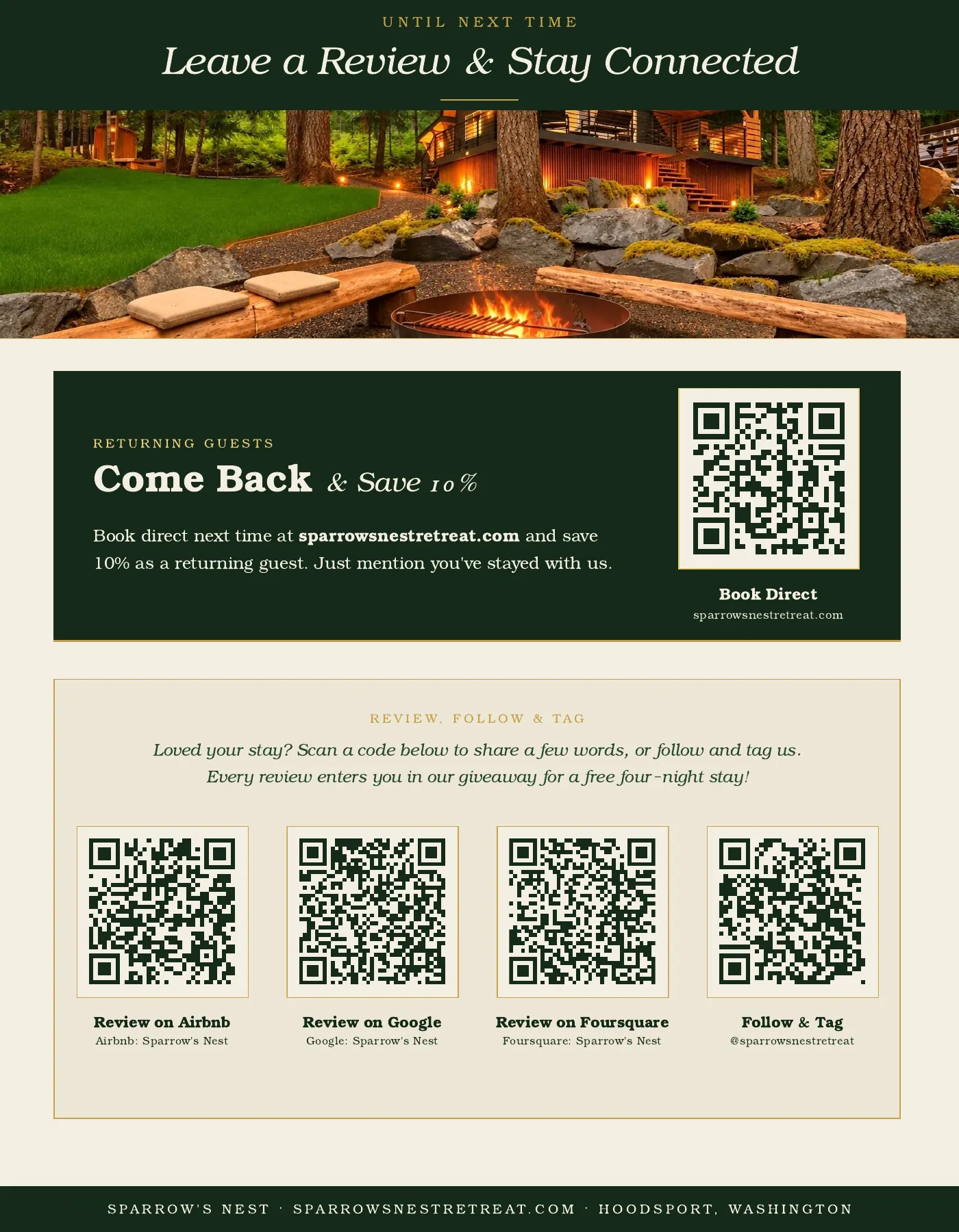 Guest guide page 16: Leave a Review & Stay Connected