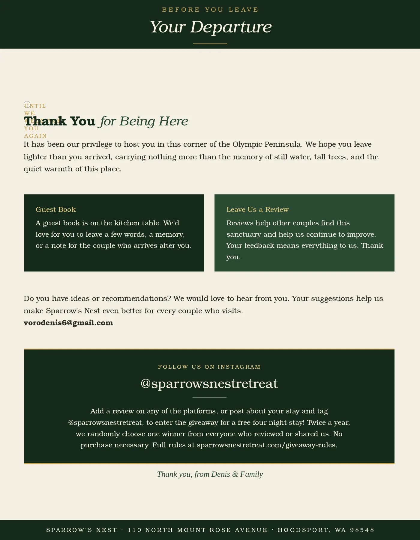 Guest guide page 17: Your Departure